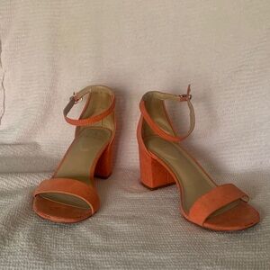 a new day Orange Suede Block Heel Ankle-Strap Sandals